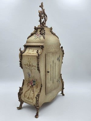 Rare 22" Vintage Rococo Boulle Mantel Clock Franz Hermle German Movement Works