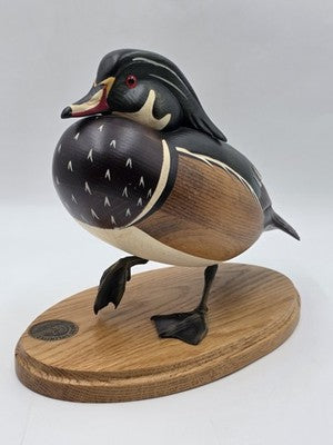 1996-97 Ducks Unlimited Gordan Alcorn Drake wood Duck Decoy Statue. Signed.