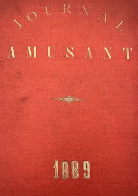 Rare Antique 1889 Journal Amusant Paris Illustrated Satirical Leather Bound Vol.