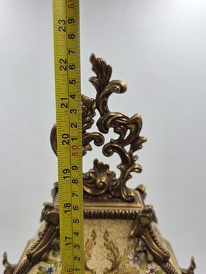 Rare 22" Vintage Rococo Boulle Mantel Clock Franz Hermle German Movement Works