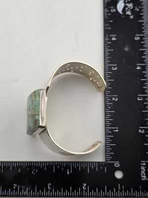 Rare Vintage Large Turquoise Sterling Silver Cuff Bracelet Modernist DTR 925.