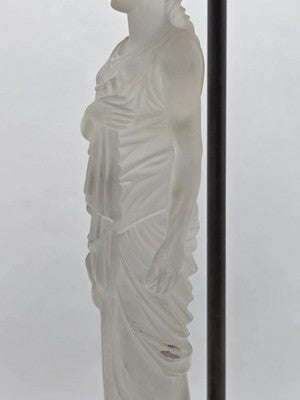 Ultra Rare French Baccarat Frosted & Clear Glass Classical Maiden Table Lamp.
