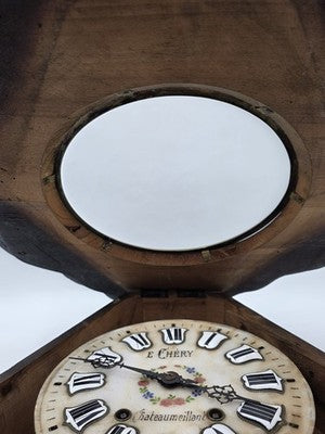 Antique 19th C Mother Of Pearl French E Chery Chateaumeillant Clock. Works. Read