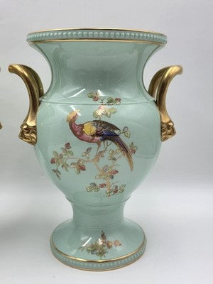 Rare Vintage Spode England Bone China Bird Garniture Urn Vase Bowl Set 3Pc