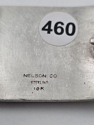 Nelson Co Sterling Silver 10K Solid Gold Bull Head Western Belt Buckle Engraved.