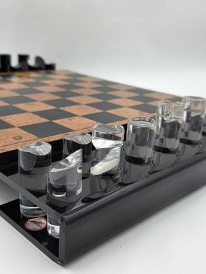 Rare 1960 Rede Guzzini Italy Lucite Chess Set Briar Wood Board Mid Cent. Modern