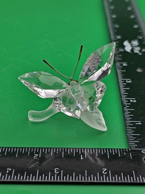SWAROVSKI Austria Crystal Butterfly on Frosted Leaf Figurine