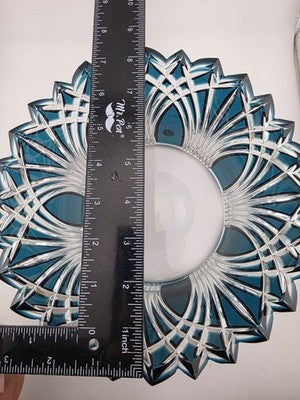 Gourgeous Collectible Vintage Caeser Crystal GOTHIC Large Canistrum Bowl Azure