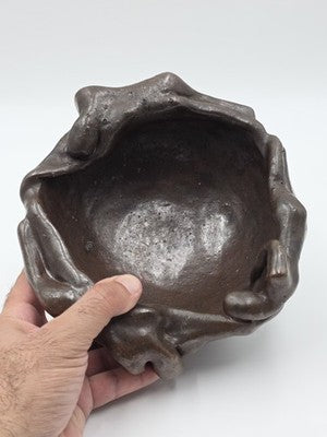 Rare Figural Studio Pottery Bowl 3 Reclining Women Brutalist Art Ceramic Bowl