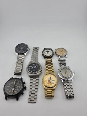 Great Collection Vintage Watch Lot Seiko Disney Dynabeat Raketa Expedition.