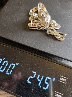 Vintage MO MEX 925 Sterling Silver Figaro Link Chain Necklace 24.5g Italy