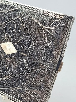 Antique Continental .800 Silver Filigree Cigarette Case Art Nouveau 80g