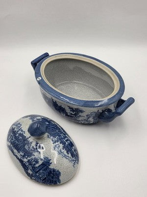Imported Victoria Ware Ironstone Blue & White Soup Tureen Lidded Vegetable Dish