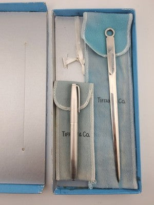 1968 Tiffany & Co Sterling Silver Pen & Letter Opener Promo Set w Box Provenance