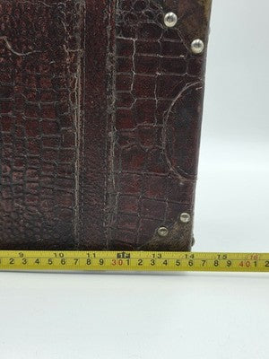 Antique 1930's Faux Alligator Doctors Suitcase Salesman Sample Case. Red Velvet.