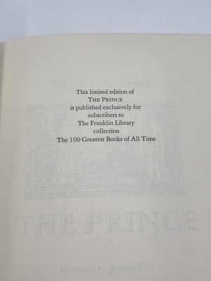 The Prince Machiavelli 1978 Franklin Library 100 Greatest Books Leather HC. New.