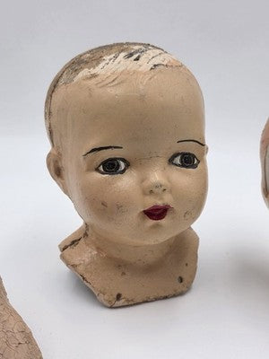 Antique Collectible Composition Doll Heads Lot Baby Doll Parts Creepy Primitive.