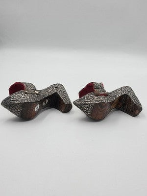 RARE ANTIQUE STERLING SILVER TURKISH CHILD'S NALIN BATH SHOES OTTOMAN EMPIRE