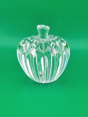 Vintage WATERFORD Signed Crystal APPLE with Stem Ribbed Faceted Paperweight
