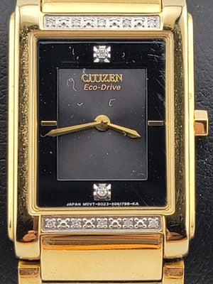 Vintage Citizen Women's EW9342-54E Eco-Drive Gold-Tone Diamond Watch #155. Works