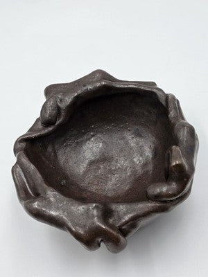 Rare Figural Studio Pottery Bowl 3 Reclining Women Brutalist Art Ceramic Bowl