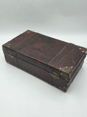Antique 1930's Faux Alligator Doctors Suitcase Salesman Sample Case. Red Velvet.