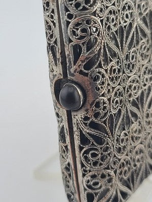 Antique 1920's Handmade European 800 Silver Filigree Cigarette Case Art Deco.