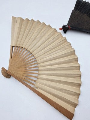 Pair Of Chinese Fan Immortals Hand Colored Silk Carved Wood 24" Calligraphy Back