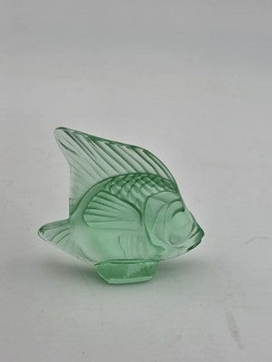 Vintage Lalique France Mint Green Crystal Fish Sculpture 2" Signed Mint Cond.