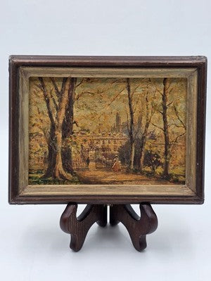 OOAK Original Samuel B. Pratt Autumn Reverie Signed Oil Painting Park Gate Scene