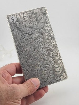 Amazing Antique European 800 Silver Cigarette Case Deep Hand Engraving 203 g.
