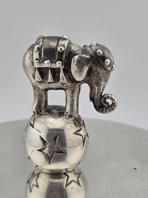 Rare OOAK Jean Boggio Figural Elephant Silver Lidded Trinket Box Surealist Decor