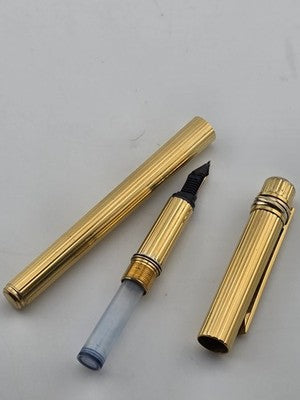 Vintage Must De Cartier Vendome 18K Gold Nib Fluted Fountain Pen Trinity Rings