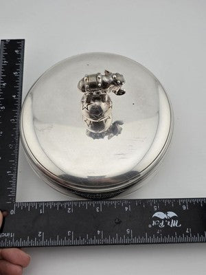 Rare OOAK Jean Boggio Figural Elephant Silver Lidded Trinket Box Surealist Decor