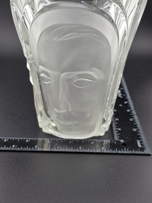 August Walther & Söhne Art Deco Glass Vase 3 Faces Man Woman Child 7"H Germany