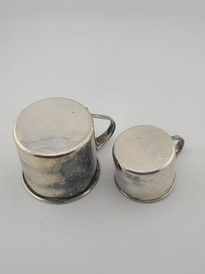 Pair Of Antique 19th C Victorian Sterling Silver Baby Cups 95g Christening Mugs