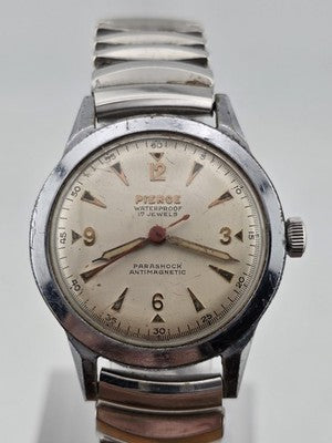 Antique 1940's Pierce 17 Jewel Swiss Watch Parashock Antimagnetic Mens. Works.