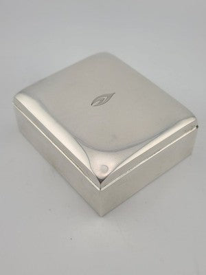 Vintage Sterling Silver by Poole 14 Cigarette Trinket Box w/Wood Inlaid. VG.