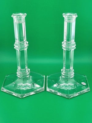 Vintage Elegant Pair Of TIFFANY & CO Crystal Windham Candle Holders 8” Tall