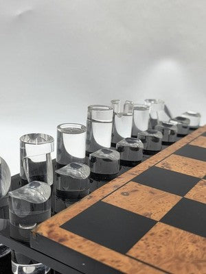 Rare 1960 Rede Guzzini Italy Lucite Chess Set Briar Wood Board Mid Cent. Modern