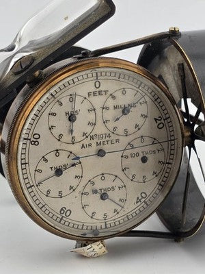 Antique No.1974 Brass Air Meter Anemometer w/ Sand Timer, Circa 1900 Mining Tool
