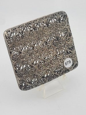 Antique 1920's Handmade European 800 Silver Filigree Cigarette Case Art Deco.