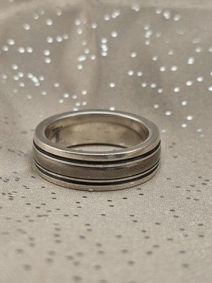 Rare James Avery 925 Sterling Silver Titanium Men's Wedding Band Ring Size 11.5