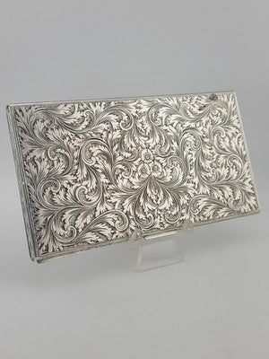 Amazing Antique European 800 Silver Cigarette Case Deep Hand Engraving 203 g.