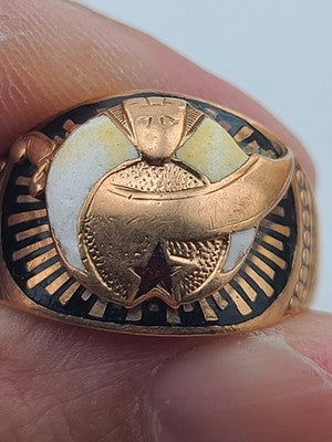Vintage 10k Solid Gold Masonic Ostby Barton Shriner Ring Size 9. Weight 6.1 Gram