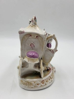 Vintage German Porcelain Cinderella Coach Carriage Figurine Horses Rococo Couple