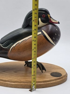 1996-97 Ducks Unlimited Gordan Alcorn Drake wood Duck Decoy Statue. Signed.