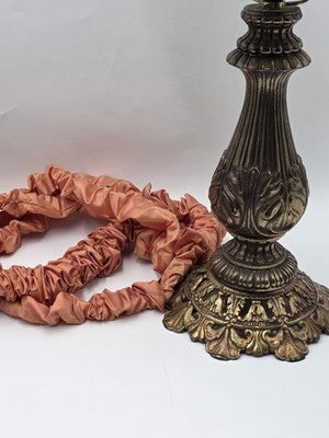 Antique Victorian Style Hurricane Lamp Electric Floral Shade Ornate Brass Base