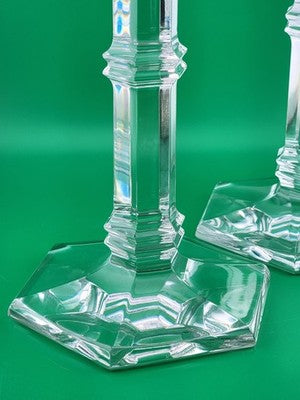 Vintage Elegant Pair Of TIFFANY & CO Crystal Windham Candle Holders 8” Tall