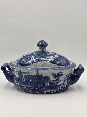 Imported Victoria Ware Ironstone Blue & White Soup Tureen Lidded Vegetable Dish